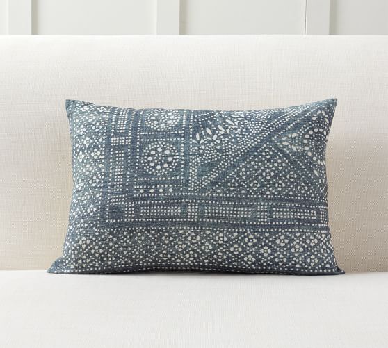 Pottery Barn Etienne Patchwork Floral Lumbar Pillow Cover Gray//Black New Rustic