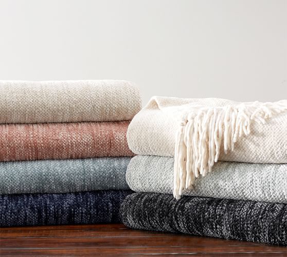 Chenille Fringe Throw Blanket Pottery Barn