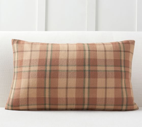 Pottery Barn Kingston Pillow Cover Warm 24" Large Plaid New
