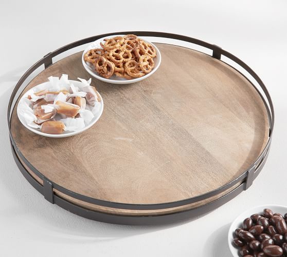 Mercer Iron Wood Lazy Susan Pottery Barn