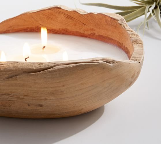 Wooden Bowl Scented Candle Autumn Lodge Pottery Barn