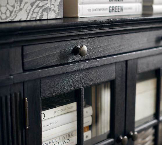 Livingston Large TV Stand With Glass Doors, Gray Wash Pottery Barn