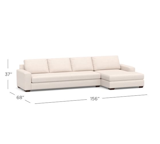 Big Sur Square Arm Upholstered Sofa with Double Chaise Sectional