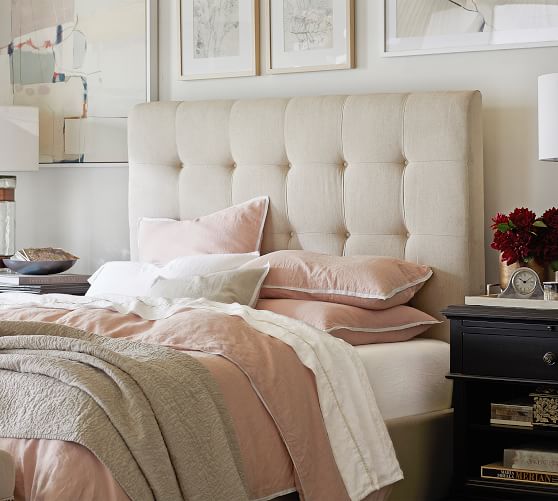 Jenner Tufted Square Upholstered Headboard Pottery Barn