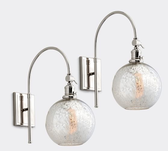 PB Classic Arc Sconce Mercury Glass Globe Pottery Barn