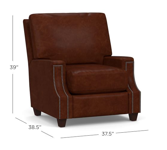 James Square Leather Power Tech Recliner Pottery Barn