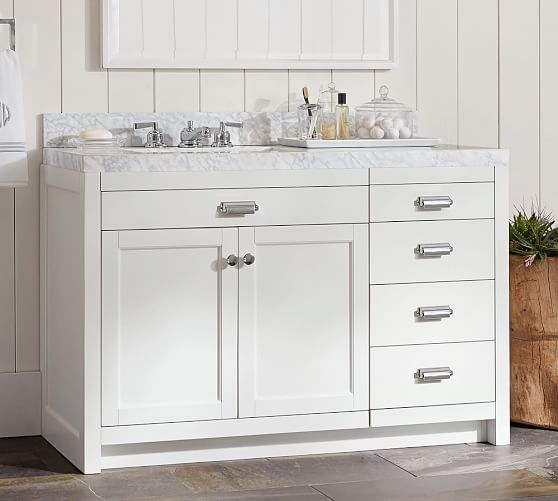 Davis Asymmetric Single Sink Vanity with Drawers Pottery Barn