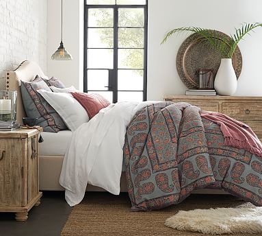 bed storage headboard upholstered curved side raleigh low barn pottery platform potterybarn