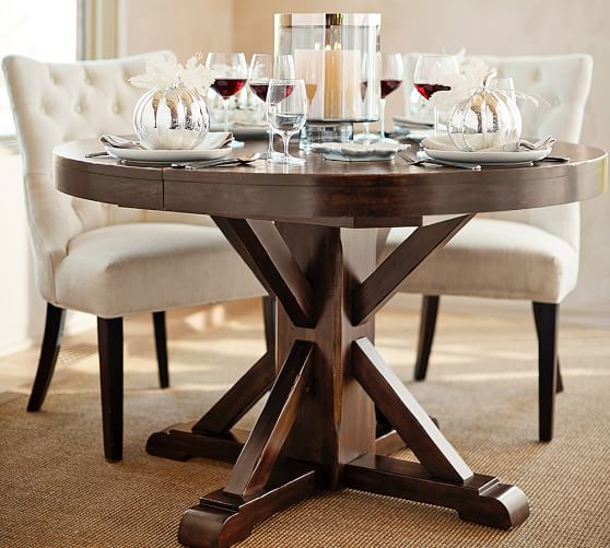 Benchwright Extending Pedestal Dining Table Alfresco Brown