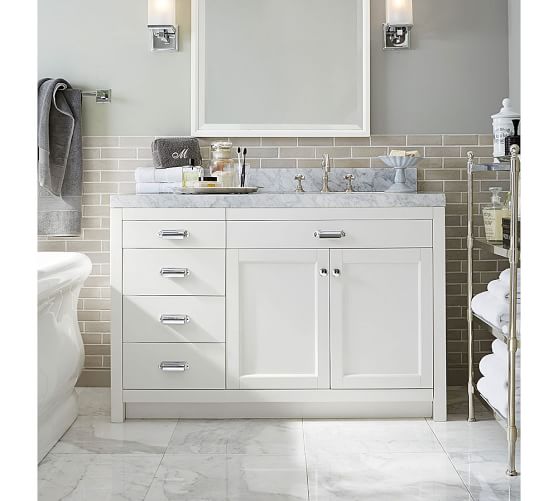 Davis Asymmetric Single Sink Vanity with Drawers | Pottery ...