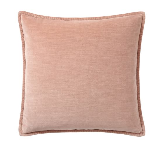 Washed Velvet Pillow Cover, 20", Mauve Pottery Barn