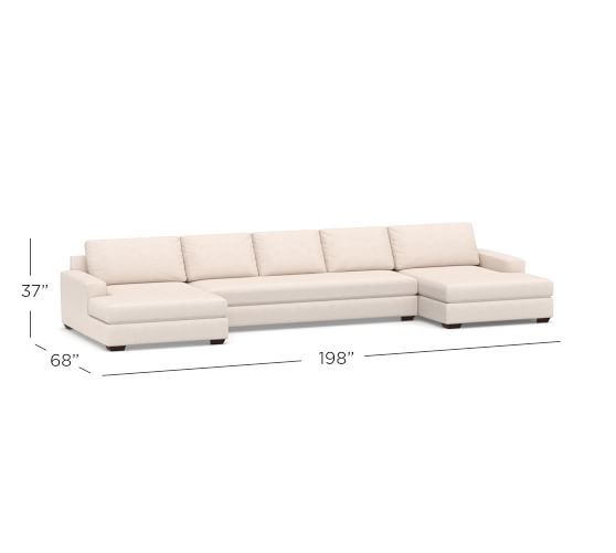 Big Sur Square Arm Upholstered UDouble Chaise Sectional Pottery Barn