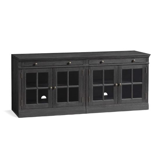 Livingston Small TV Stand With Glass Doors, Brown Wash Pottery Barn