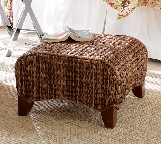 Seagrass Wingback Ottoman Pottery Barn