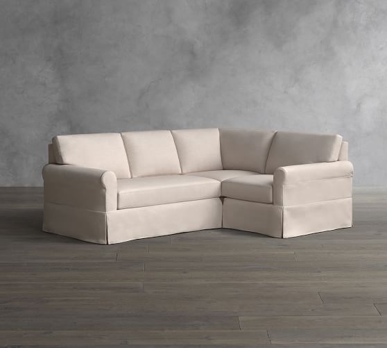 York Roll Arm Slipcovered 3 Piece Corner Sectional With Bench Cushion Pottery Barn