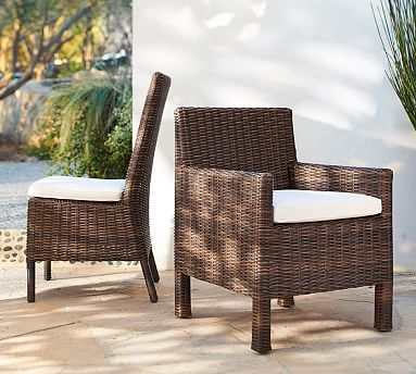 Torrey All-Weather Wicker Square Arm Dining Chair ...