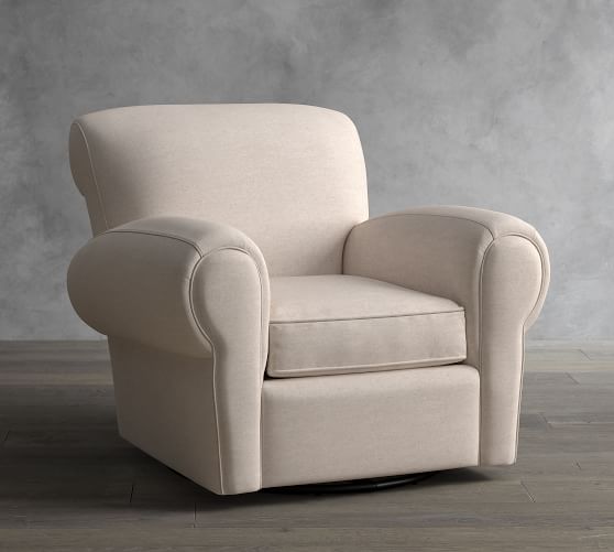 Manhattan Upholstered Swivel Armchair | Pottery Barn