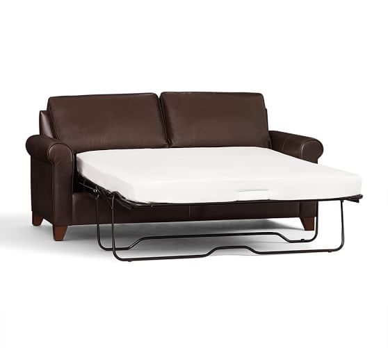 Cameron Roll Arm Leather Sleeper Sofa Bed Pottery Barn