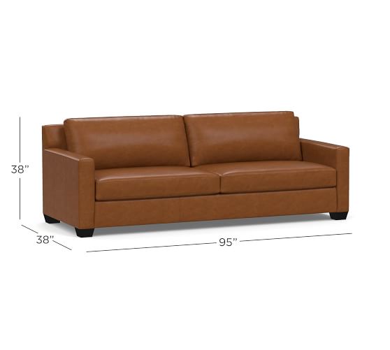 York Square Arm Leather Sofa Collection