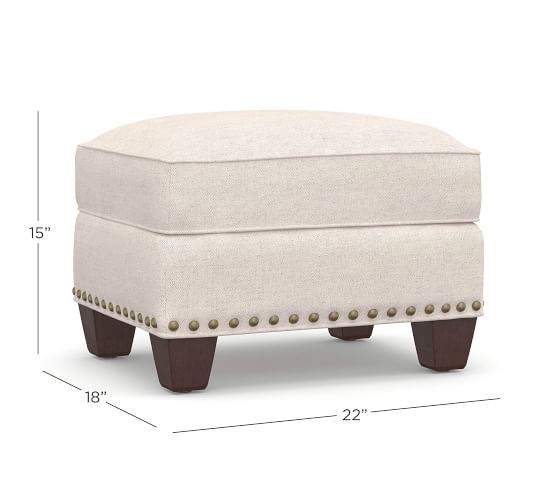 Irving Upholstered Storage Ottoman with Nailheads Pottery Barn