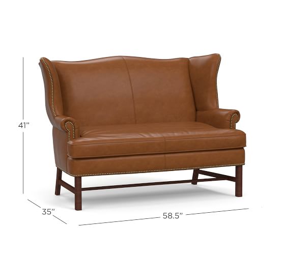 Thatcher Leather Settee Sofas For Small Spaces Pottery Barn