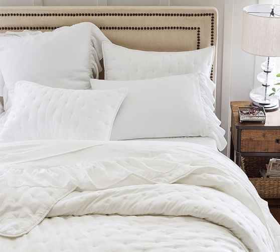 Tencel™ Ruffle Duvet Cover & Shams White Pottery Barn