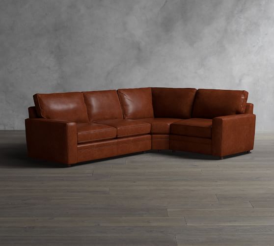 Pearce Square Arm Leather 3Piece Sectional with Wedge Pottery Barn