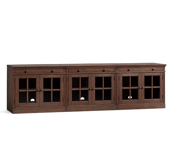 Livingston Large TV Stand With Glass Doors, Gray Wash Pottery Barn