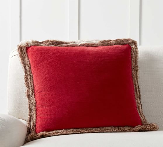 Faux Fur Trim Velvet Pillow Covers Pottery Barn