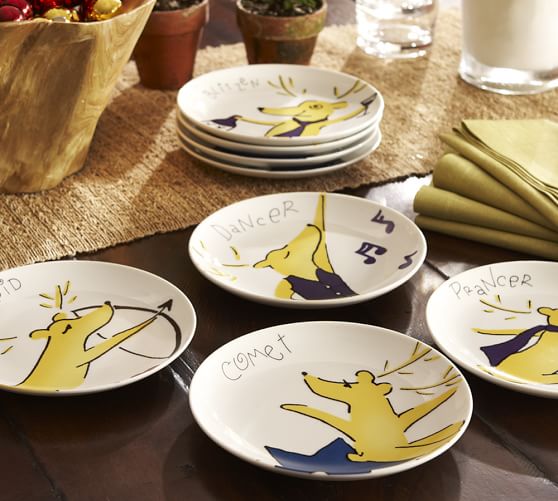 Game Board Dinner Plate For Kids Santa Reindeer Ceramic Plate
