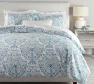 Pottery Barn Charlie Paisley Full Queen Duvet Standard Shams Blue