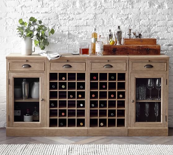 Modular Bar Extra Wide Buffet (2 Wine Grid Bases & 2 Wood Door