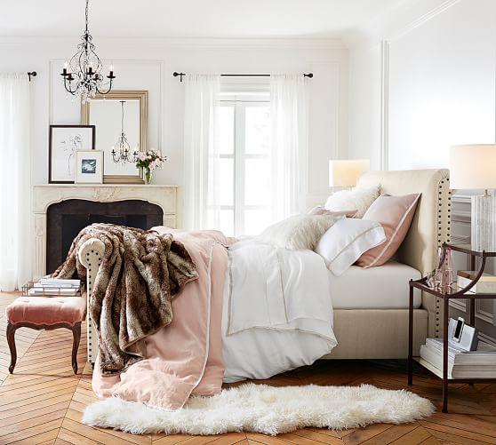 Belgian Flax Linen Contrast Flange Duvet Cover Shams White