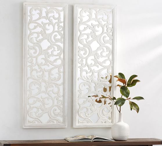 Filigree Wood Mirrored Art Wall Art Pottery Barn