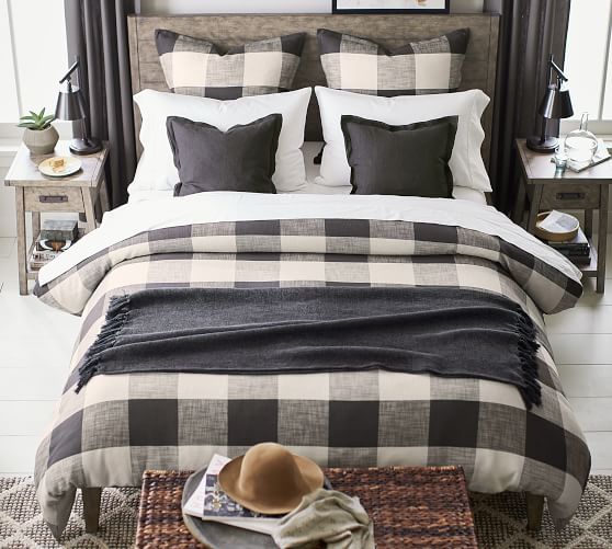 Bryce Buffalo Check Cotton Duvet Cover Shams Charcoal