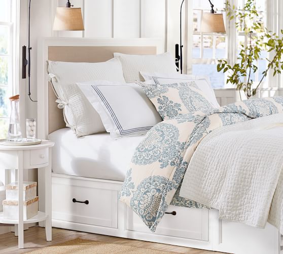 Pick Stitch Handcrafted Cotton Linen Blend Quilt Shams White