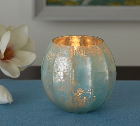 Mercury Flanged Blue Votive Holder Candle Holder Pottery Barn