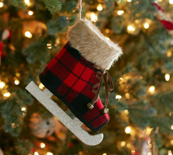 Plaid Ice Skate Christmas Ornament Pottery Barn