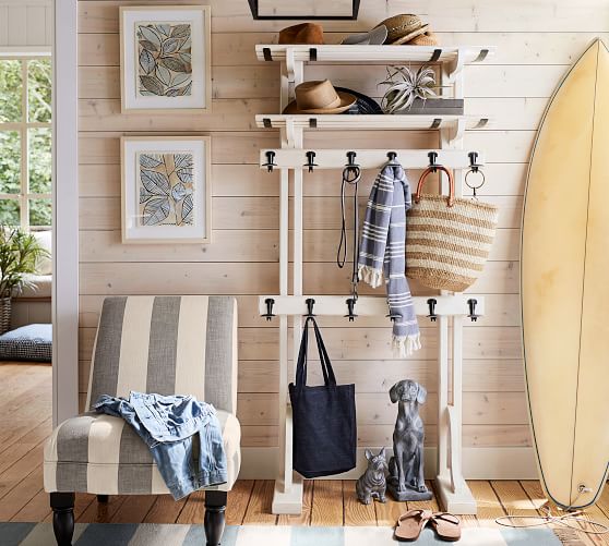 Declan Entry Hall Tree Weathered Dutch White Pottery Barn