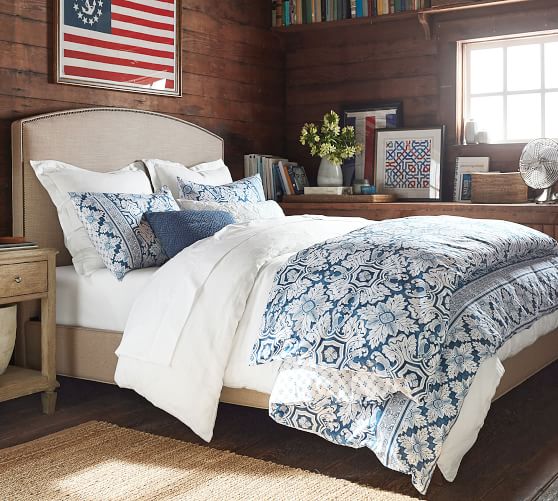Marcel Reversible Percale Patterned Duvet Cover Sham Pottery Barn