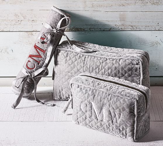 Quilted Soft Sheen Velvet Jewelry Roll Travel Accessories