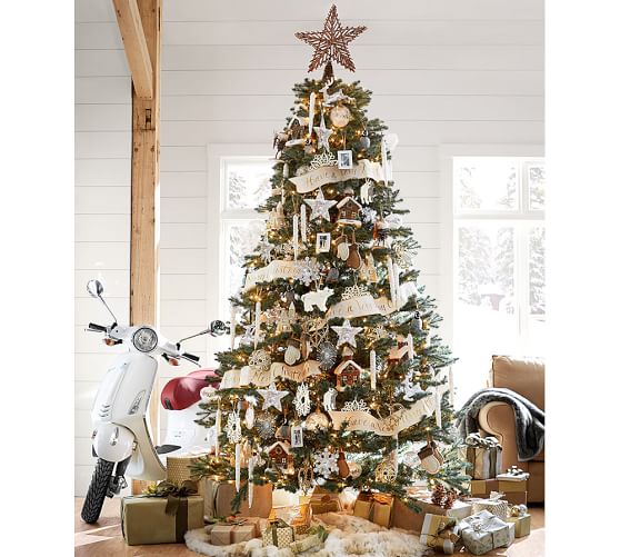 Lit Faux Blue Spruce Christmas Trees Pottery Barn