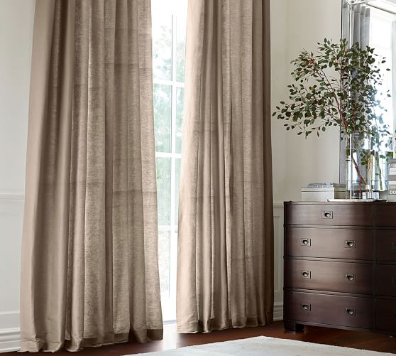 Dupioni Silk Pole Pocket Curtain Brownstone Pottery Barn