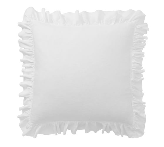 Belgian Flax Linen Raw Edge Ruffle Pillow Shams White Pottery Barn