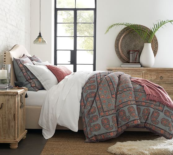 Thaila Paisley Patterned Duvet Cotton Cover Sham Pottery Barn