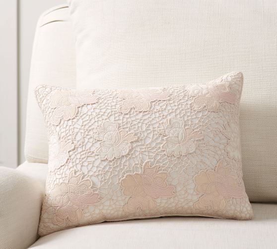 Monique Lhuillier Embroidered Lace Decorative Pillow Pottery Barn