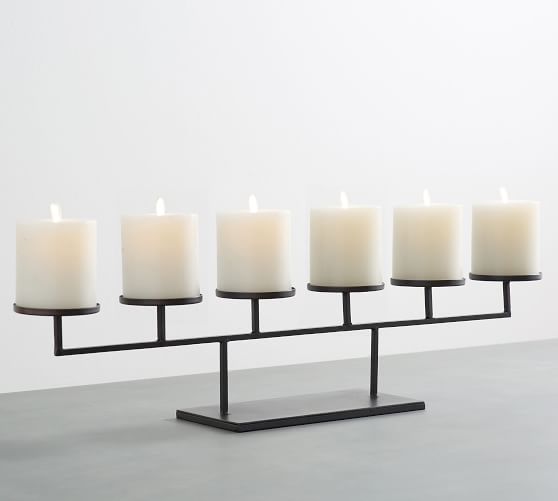 Row Centerpiece Pillar Candle Holders Pottery Barn