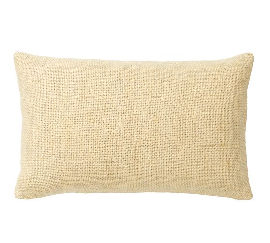 Faye Textured Linen Lumbar Pillow Cover Yellow Pottery Barn