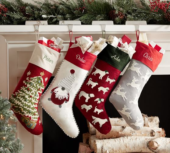 Personalized Crewel Stocking - Christmas Tree | Pottery Barn
