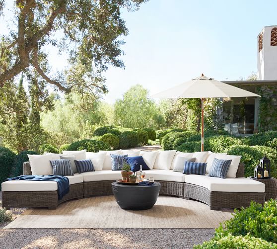 Huntington All Weather Wicker Rounded Outdoor Sectional Components